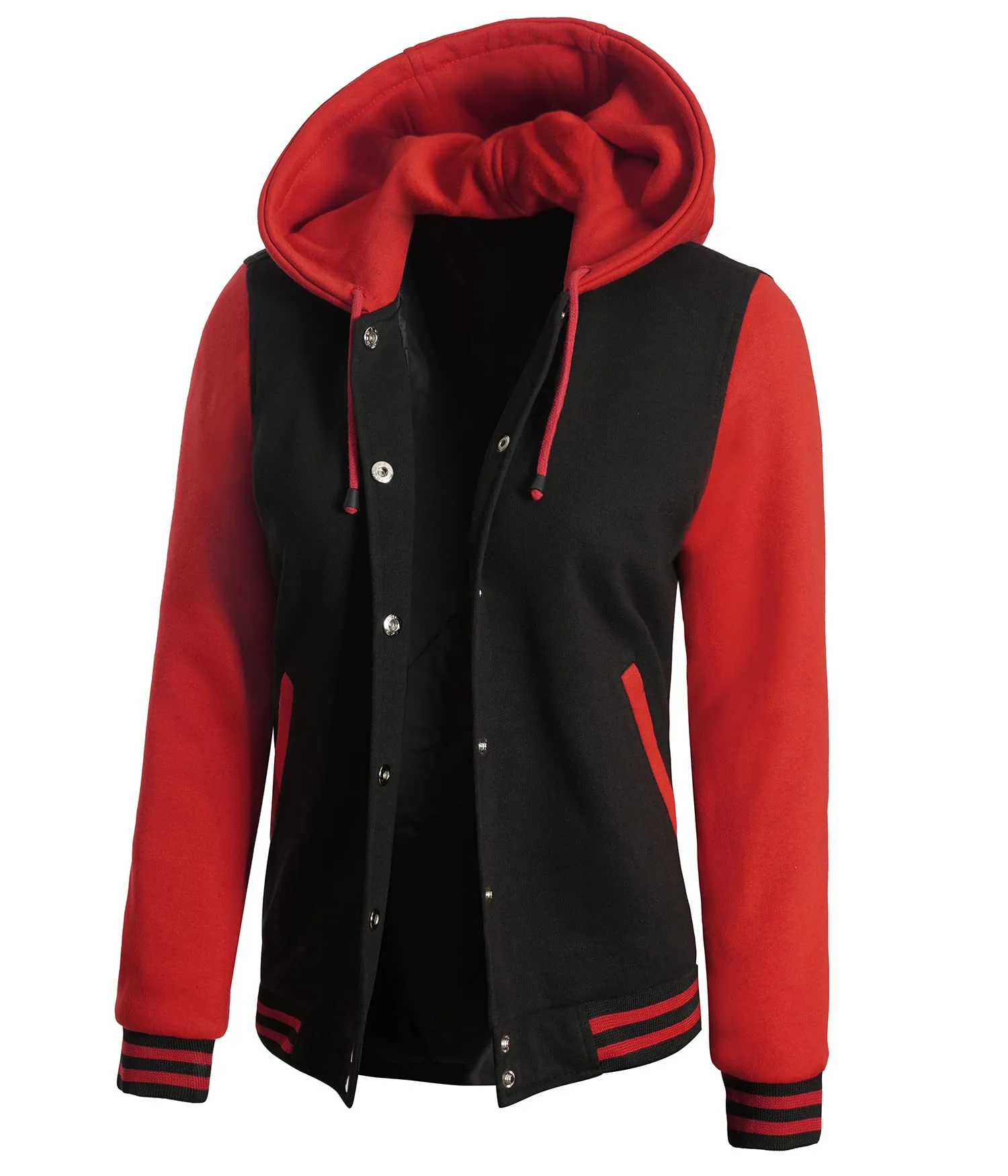 black-red-quilted-hooded-varsity-letterman-jacket-womens